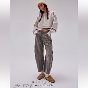 We The Free Good Luck Mid-Rise Barrel Jeans Archive Gray